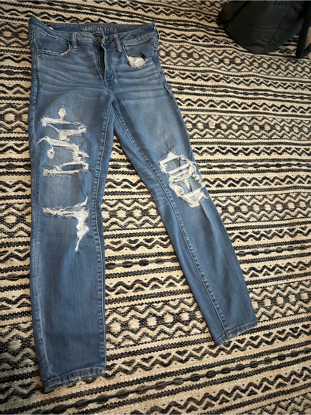 American Eagle Outfitters Blue Ripped Skinny Jeans